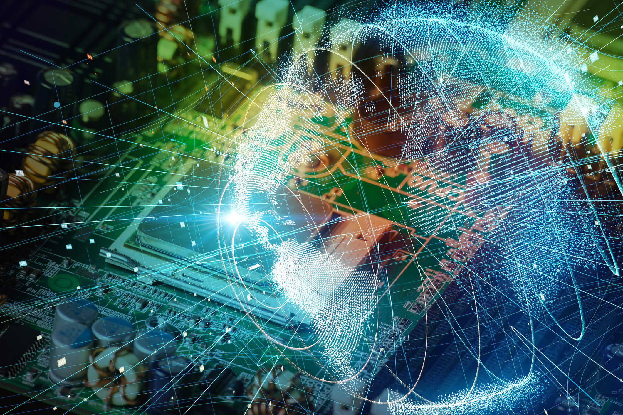 Electronic circuit board and global network concept