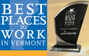 Best Places to Work in Vermont next to asicNorth's Best Places trophy